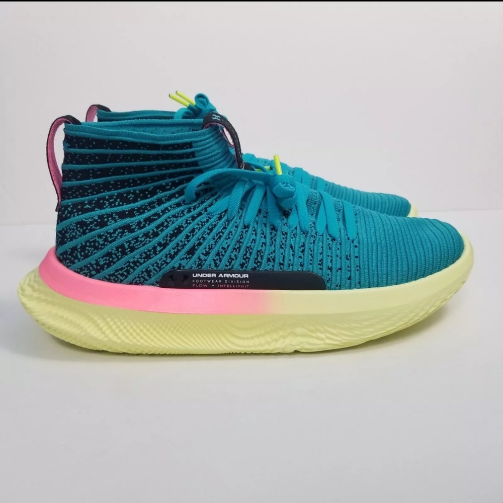 Under Armour Size 12.5 Men UA FUTR X ELITE Shoes Green Blue Pink 3024977-001